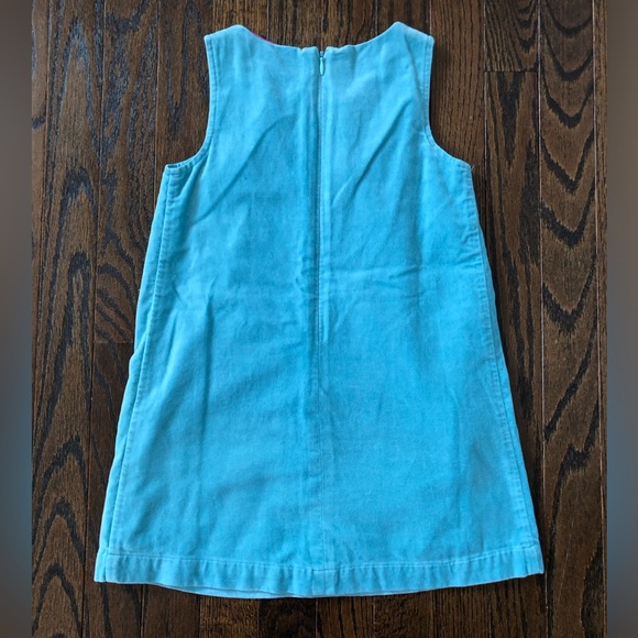 Mini Boden Girls 4-5Y Turquoise Blue Pinafore Bird/Deer Applique Velvet Jumper - Picture 9 of 10